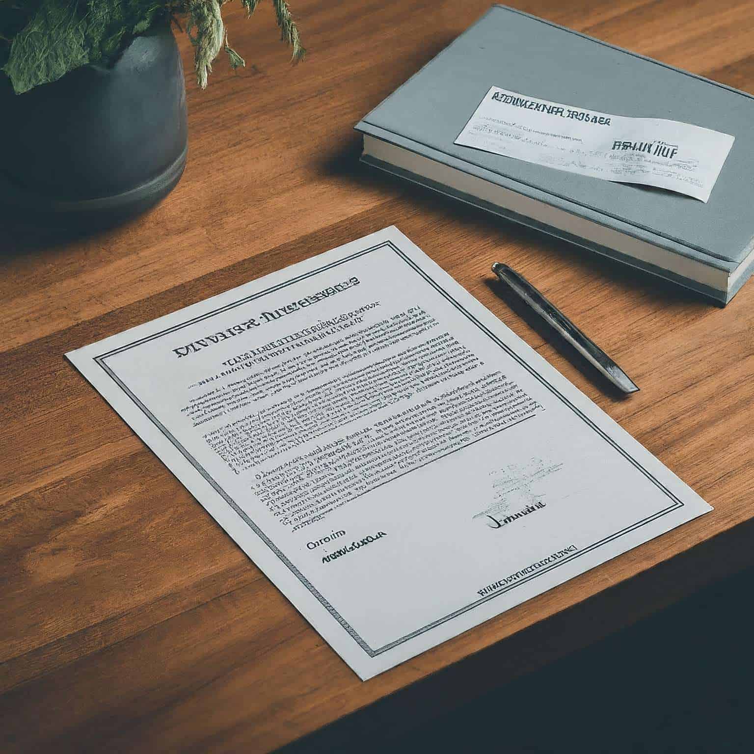Signed divorce retainer agreement on a lawyer's desk with a pen