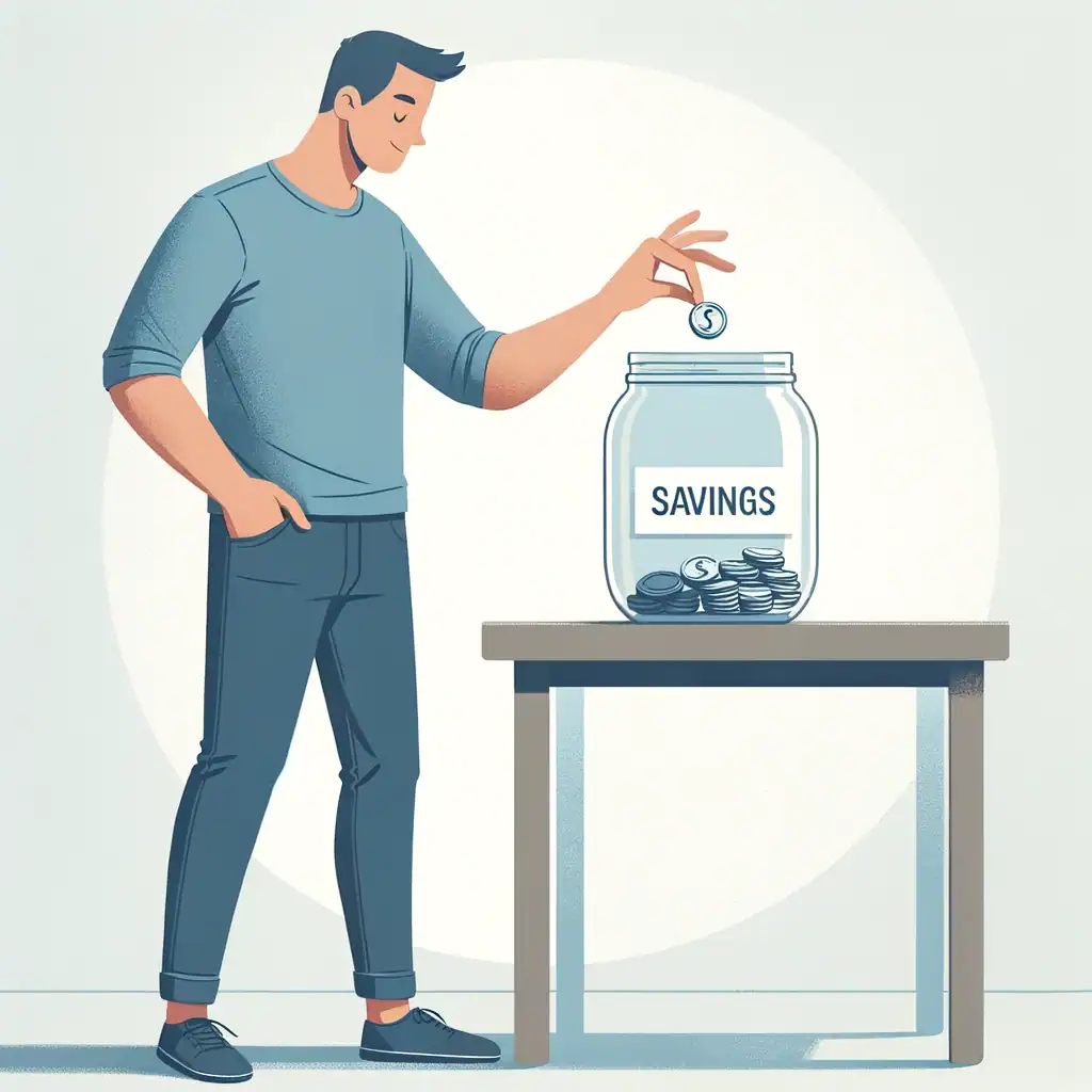 Man dropping a coin into a savings jar to cover the cost of his divorce