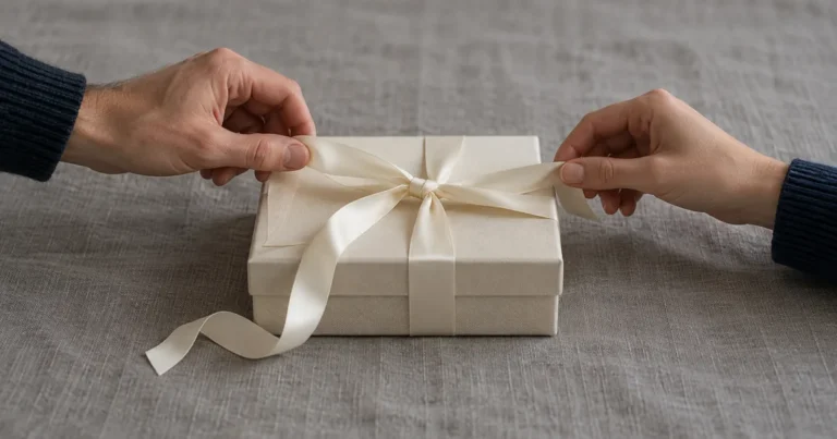 Annulment in Minnesota: two hands untying the ribbon on a white gift box, undoing what was tied