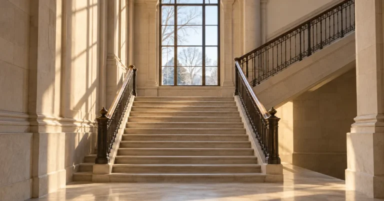 Divorce appeals in Minnesota: a marble courthouse staircase rising toward a tall arched window