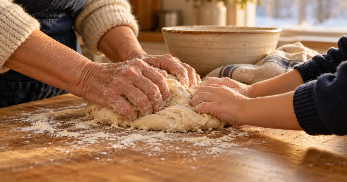 Grandparent custody in Minnesota: a grandparent and a grandchild kneading bread dough together