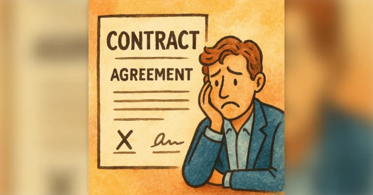 Minnesota child support side deals in Lee v. Kalis: worried man beside a signed contract agreement