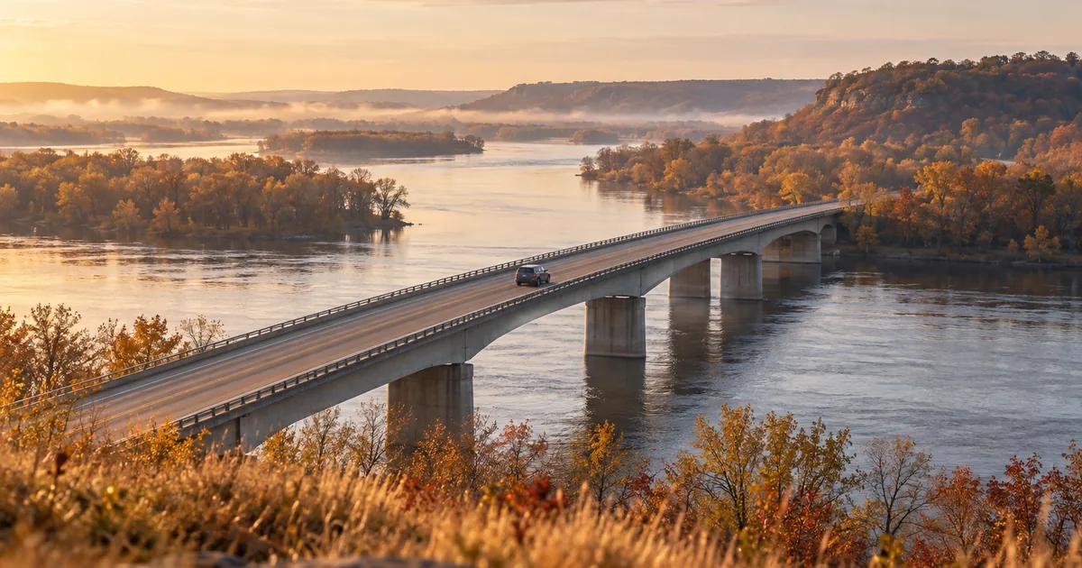Minnesota custody modification with parents in different states: a car crossing a river bridge