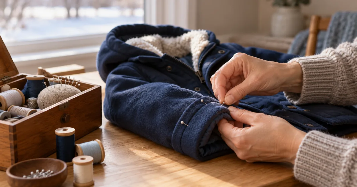 Modifying a Minnesota child support order: hands pinning the cuff of a child's winter coat
