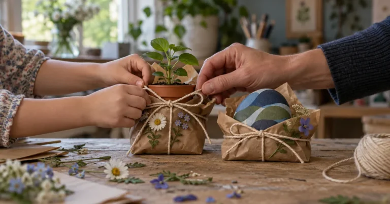 Mother's Day and Father's Day after a Minnesota divorce: child and adult hands wrapping homemade gifts