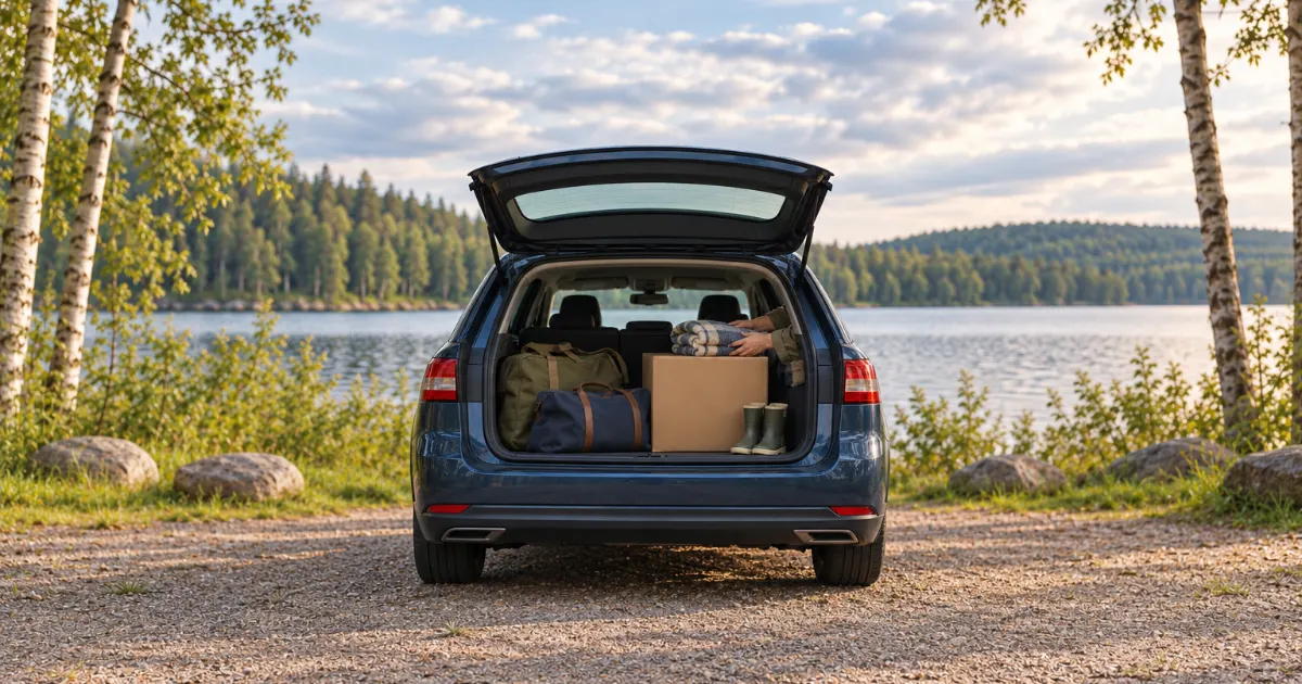 Moving children out of state under Minnesota custody law: a packed car with its hatch open by a lake