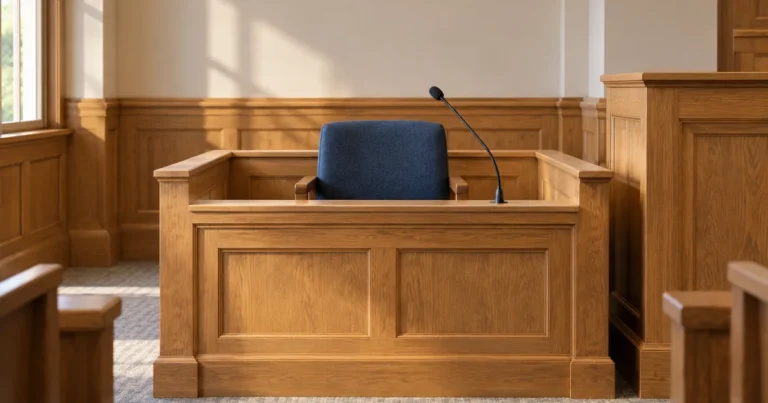 How to testify at a Minnesota family court trial: an empty witness stand with a microphone