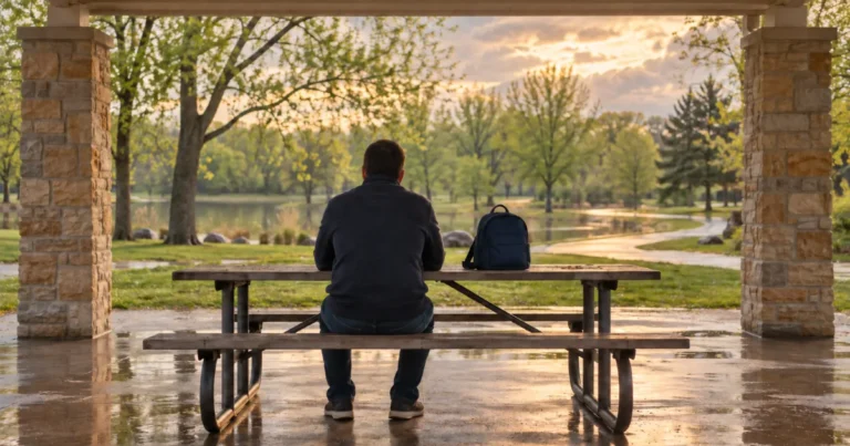 When your ex ignores a Minnesota court order: a parent waiting alone at a park pavilion with a backpack